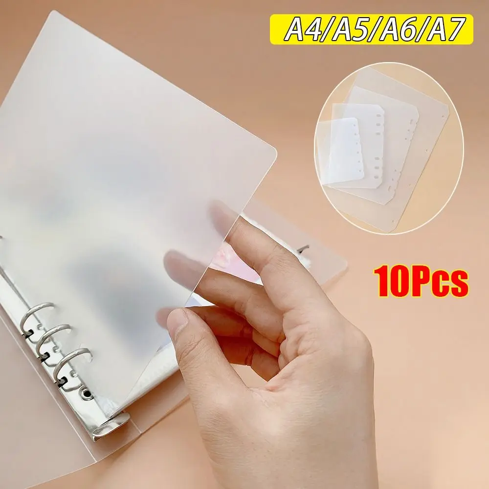 10 Peças Divisórias para Caderno A4 A5 A6 A7, Acessórios de Papelaria Foscos, Separadores Internos de Papel PP, Organizador Universal para Fichário