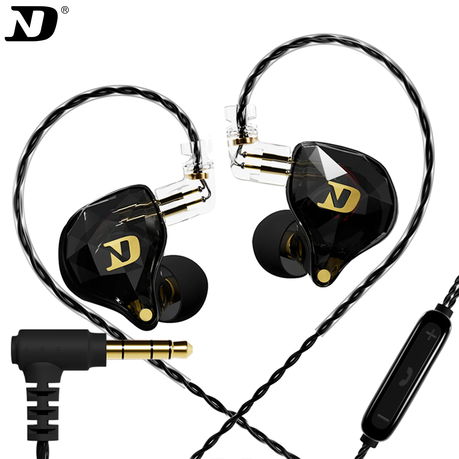 Nx2 fones de ouvido hifi dinâmicos estéreo graves pesados no monitor fone de ouvido jogo esporte com cancelamento de ruído fone de ouvido cabo destacável