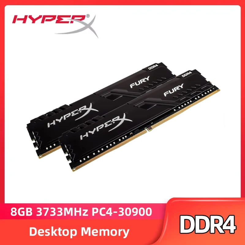 Memória HyperX FURY DDR4 8GB 16GB 3733MHz DIMM XMP Memória RAM 288 pinos 1.35V para Desktop Memória HyperX FURY DDR4 8GB 16GB 3733MHz DIMM XMP Memória RAM 288 pinos 1.35V para Desktop