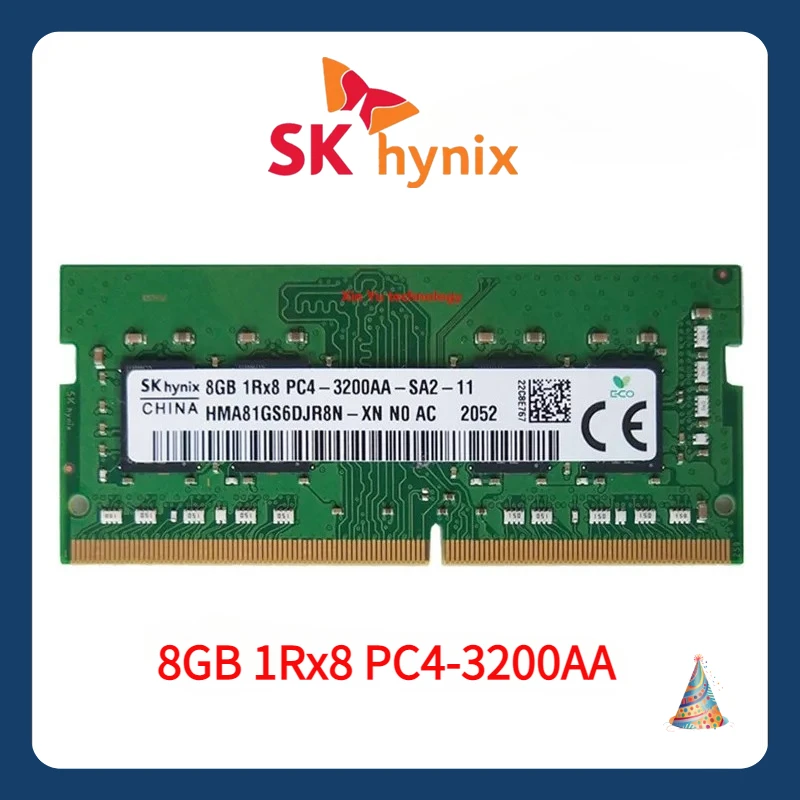 SK hynix 8GB 1Rx8 PC4 3200AA DDR4 3200MHz SO-DIMM RAM Memória para notebook