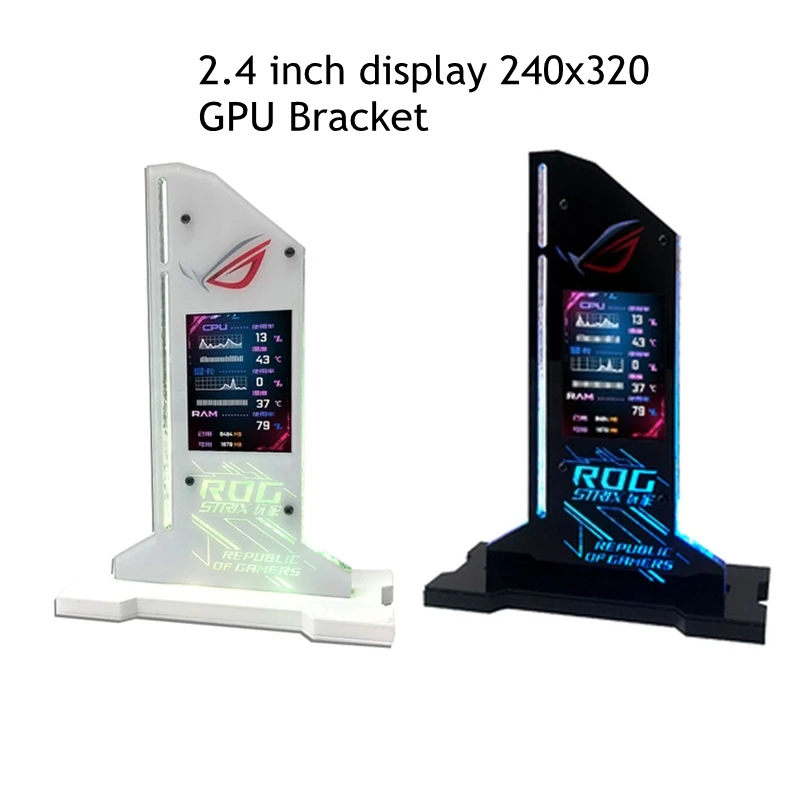 Suporte para placa de vídeo gráfica, suporte vga com tela lcd de 2.4 polegadas, suporte rgb cpu gpu ram monitor aida64 para pc gamer gabinete diy