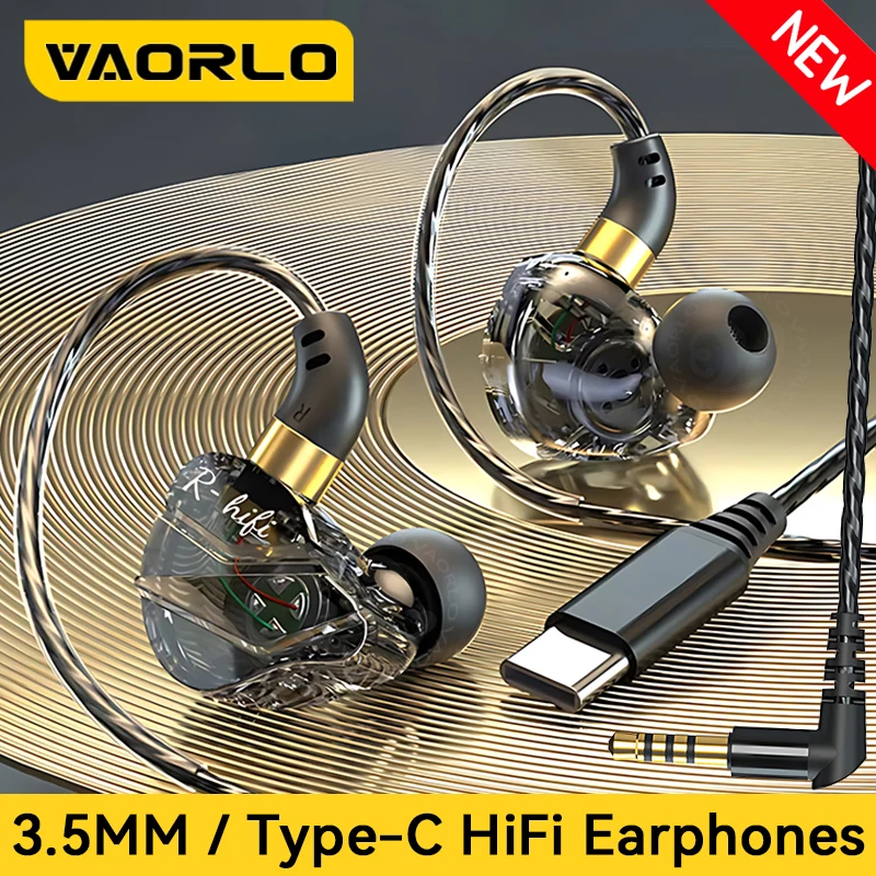 Fones de ouvido com fio de alta fidelidade 3.5mm aux/tipo c jack 9d surround com microfone intra-auricular fones de ouvido de música transparentes para samsung android para iphone
