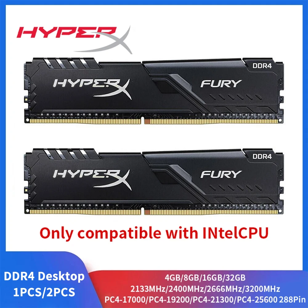 HyperX Fury Memoria DDR4 8GB 16GB 4GB RAM 3200MHz 2666MHz 2400MHz 2133MHz Desktop RAM 1.2V DIMM PC-21300 25600