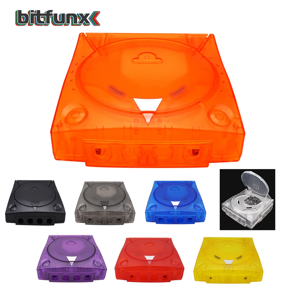 Capa de Substituição BitFunx Transparente para Console de Videogame Retro SEGA Dreamcast, Caixa Translúcida para Carcaça Dreamcast