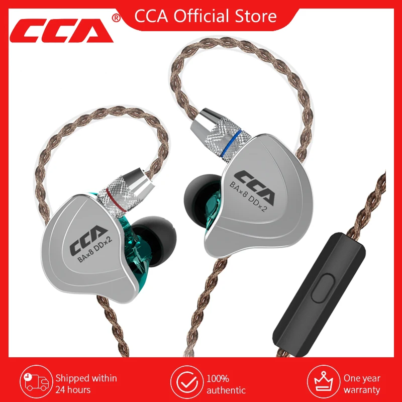 CCA-C10 Híbrido Pendurado In Ear Earphones, HiFi, DJ, Esportes, Drive Headset, Cancelamento de Ruídos, Earbuds, Gamer, Com Fio com Microfone
