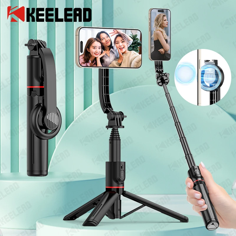 Keadelad bastão de selfie magnético com controle remoto bluetooth magsafe celular tripé para iphone 14 13 12 pro max tiro vertical