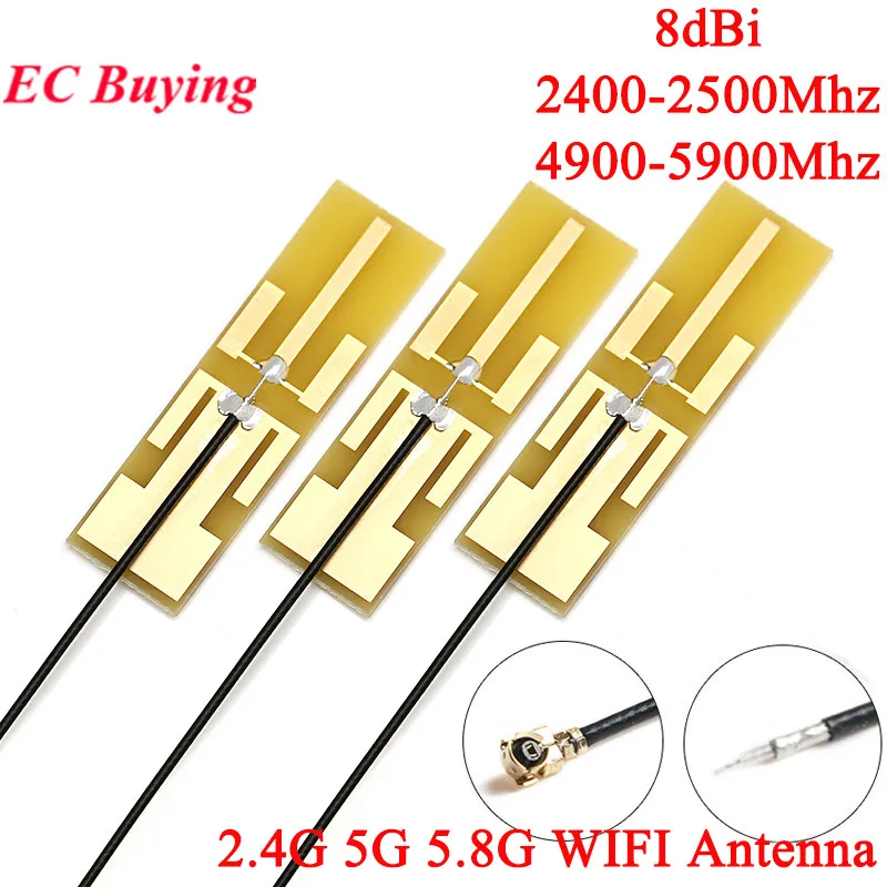10 peças/1 peça 8dbi 2.4g 5g 5.8g wifi antena pcb embutida interface de roteador wi-fi banda dupla omnidirecional conector u. fl