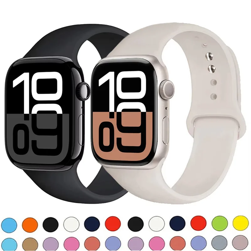 Pulseira de silicone para apple watch band 44mm 45mm 41mm 49mm 40mm 42mm 46mm pulseira esportiva iwatch série 10 9 ultra 2 8 7 se 6 5 4