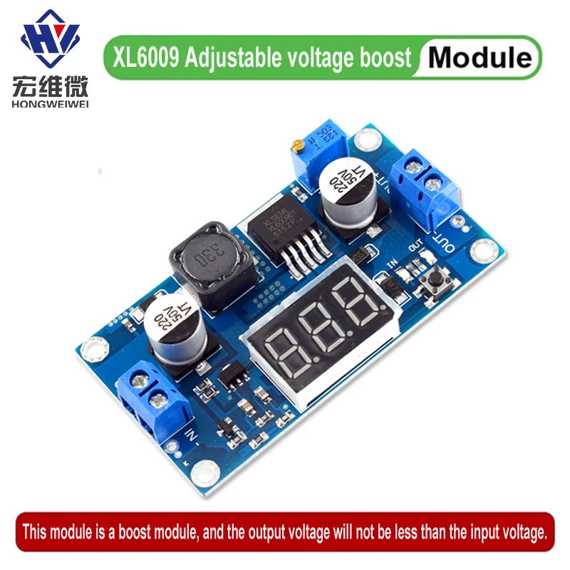 Versão atualizada xl6009 módulo de impulso DC-DC 5v-32v a 5v-40v 4a módulo de fonte de alimentação ajustável com display digital