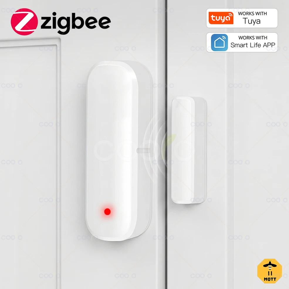 Sensor de porta Zigbee, sensor de contato para janelas, detector de abertura e fechamento, sistema de alarme inteligente para casa, proteção de segurança, compatível com o hub Tuya e a aplicação Smart Life.