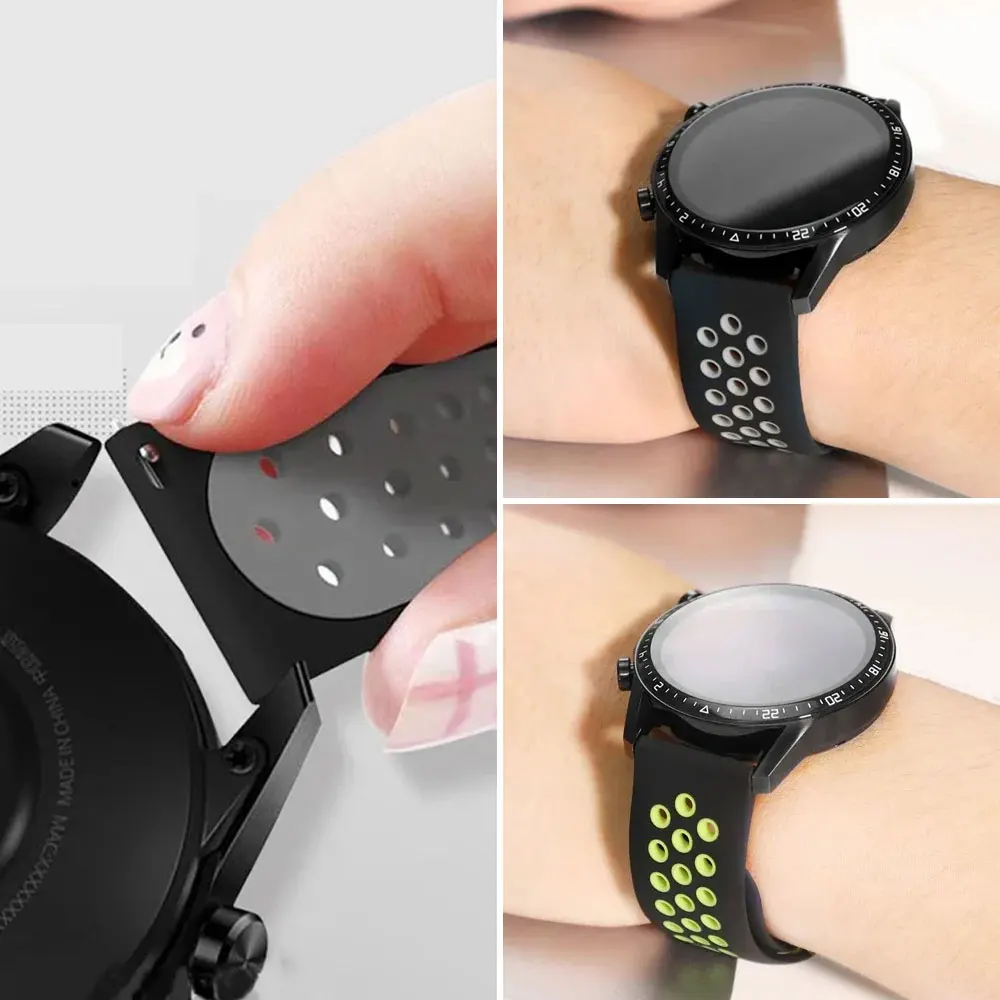 Pulseira de silicone de 20mm 22mm para samsung galaxy watch 7 6 5 4 44 40mm 6clássico 43/47mm gears3 pulseira para huawei 3 4pro gt3/2e band
