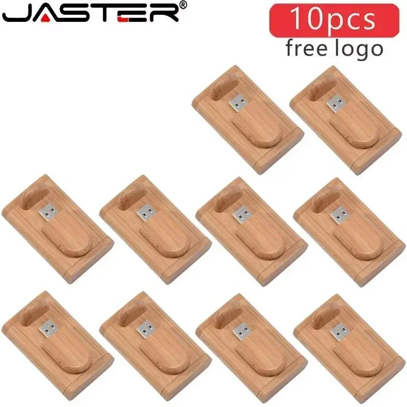 JASTER LOTE DE 10 UNIDADES Pen Drives USB 2.0 de Madeira 128GB com Logotipo Grátis, Presente Empresarial, Pen Drive 64GB de Madeira de Bordo, Pen Drive USB 32GB