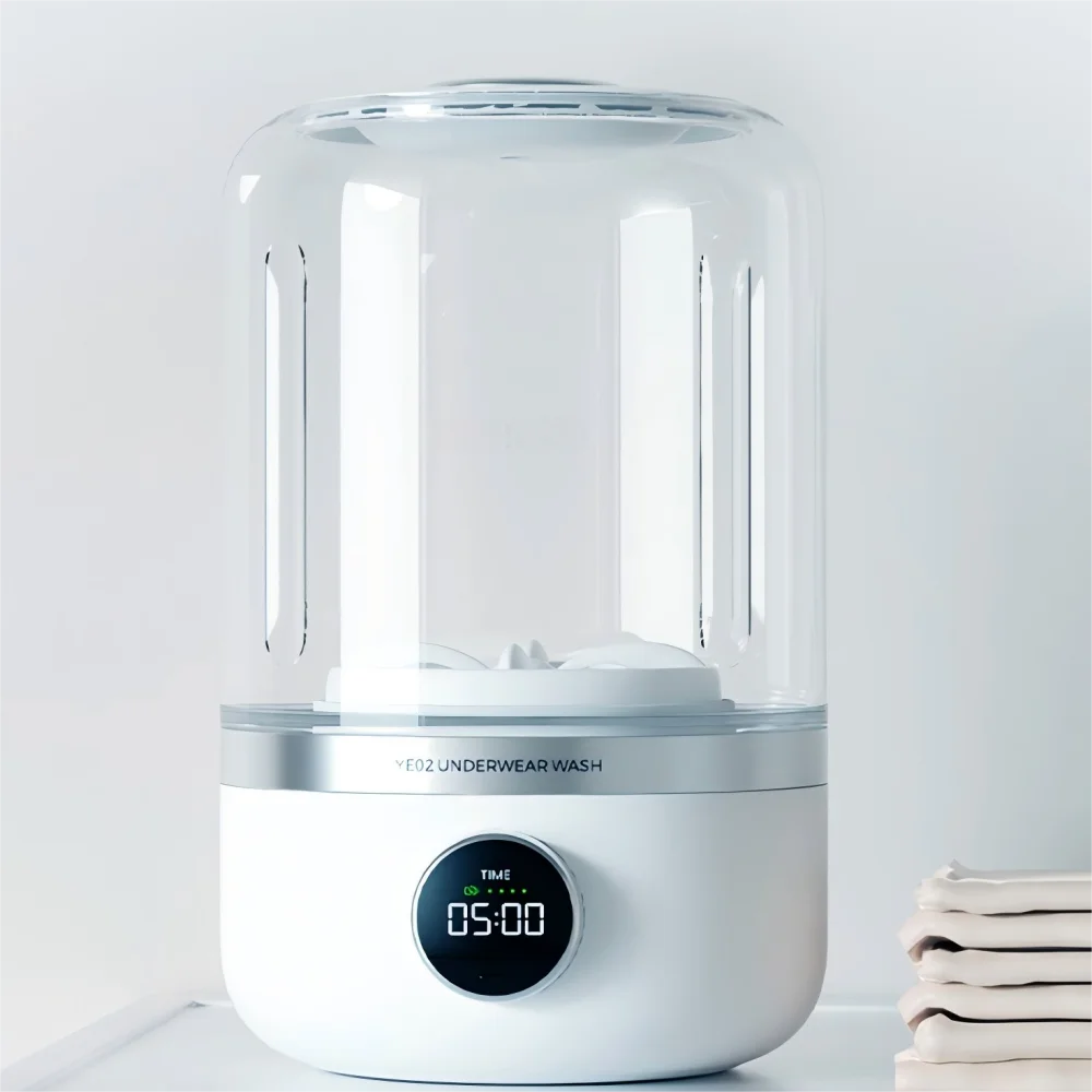 Máquina de Lavar Sem Fio Portátil para Roupas Íntimas, Mini Máquina de Lavar Meias 1L, Balde de Lavanderia Desidratável