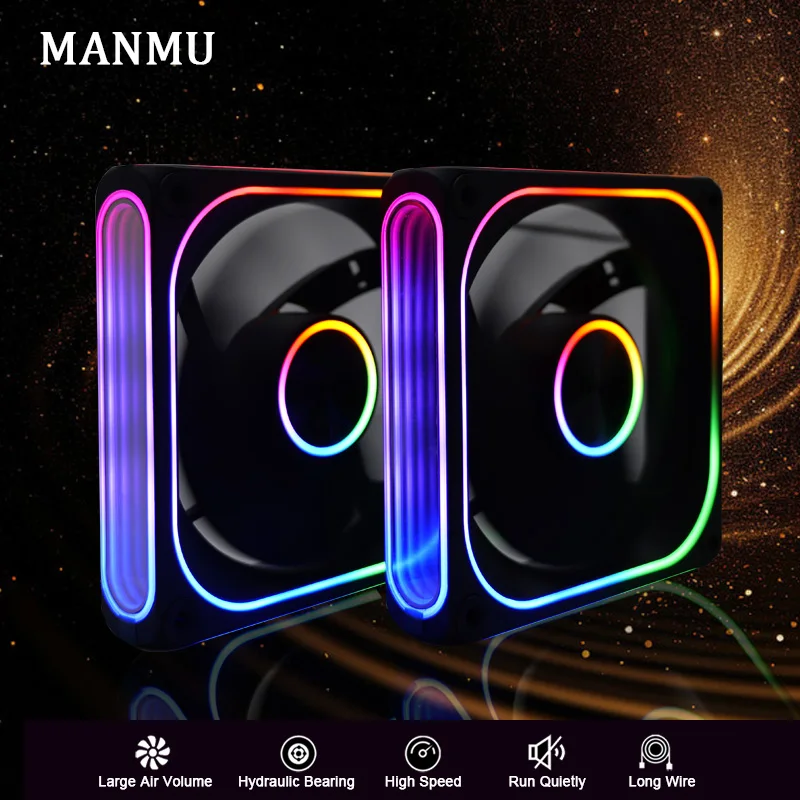 Manmu caso ventiladores de refrigeração de ar cor fixa arco-íris rgb ventilador de refrigeração 120mm caso do computador ventiladores de refrigeração 2pin