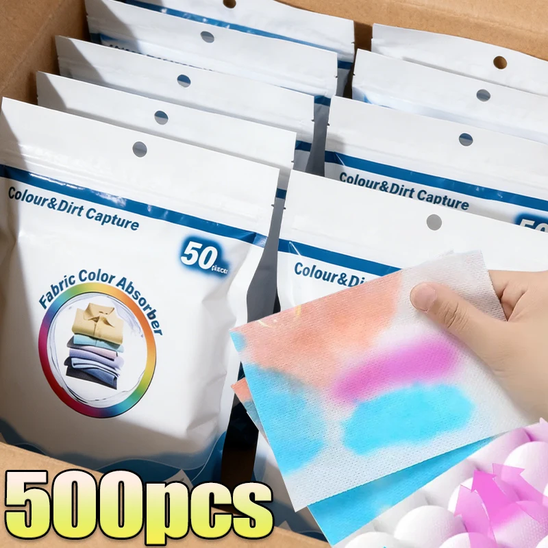 Folha Absorvente de Cor para Máquina de Lavar Roupa, Pano Coletor de Cor em Tecido Não Tecido, Anti-Manchas, Anti-Transferência de Cor, Pastilha de Lavagem Anti-Manchas