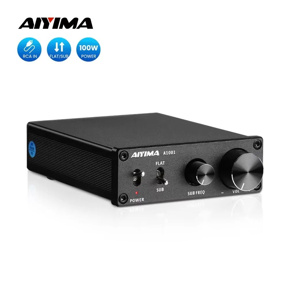 Amplificador de Subwoofer AIYIMA A1001 100W TPA3116, Amplificador de Potência Digital Classe D Mono para Áudio Doméstico