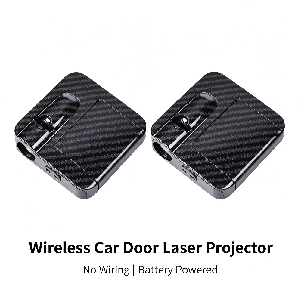 Projetor Laser Sem Fio para Porta de Carro, 2 Peças, Luz de Boas-Vindas HD, Sem Fiação, Alimentado por Bateria, Luz de Cortesia para Porta de Carro, Acessório de Decoração Automotiva