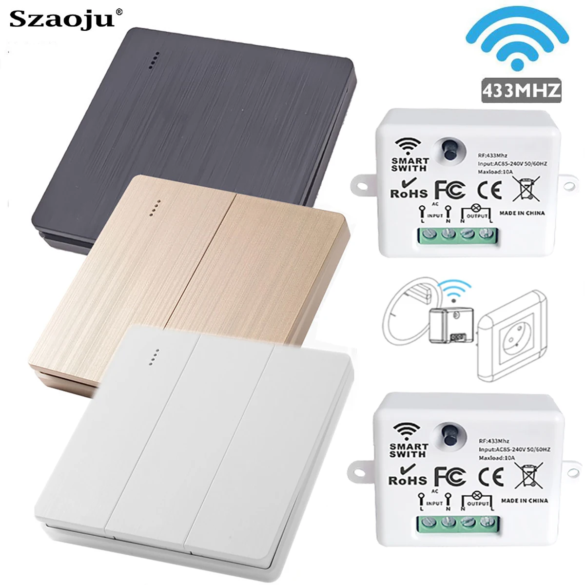 1 2 3 canais botão 86 tipo painel de parede rf 433mhz controle remoto para rf433 interruptor inteligente rf433 para casa luz led ventilador da lâmpada