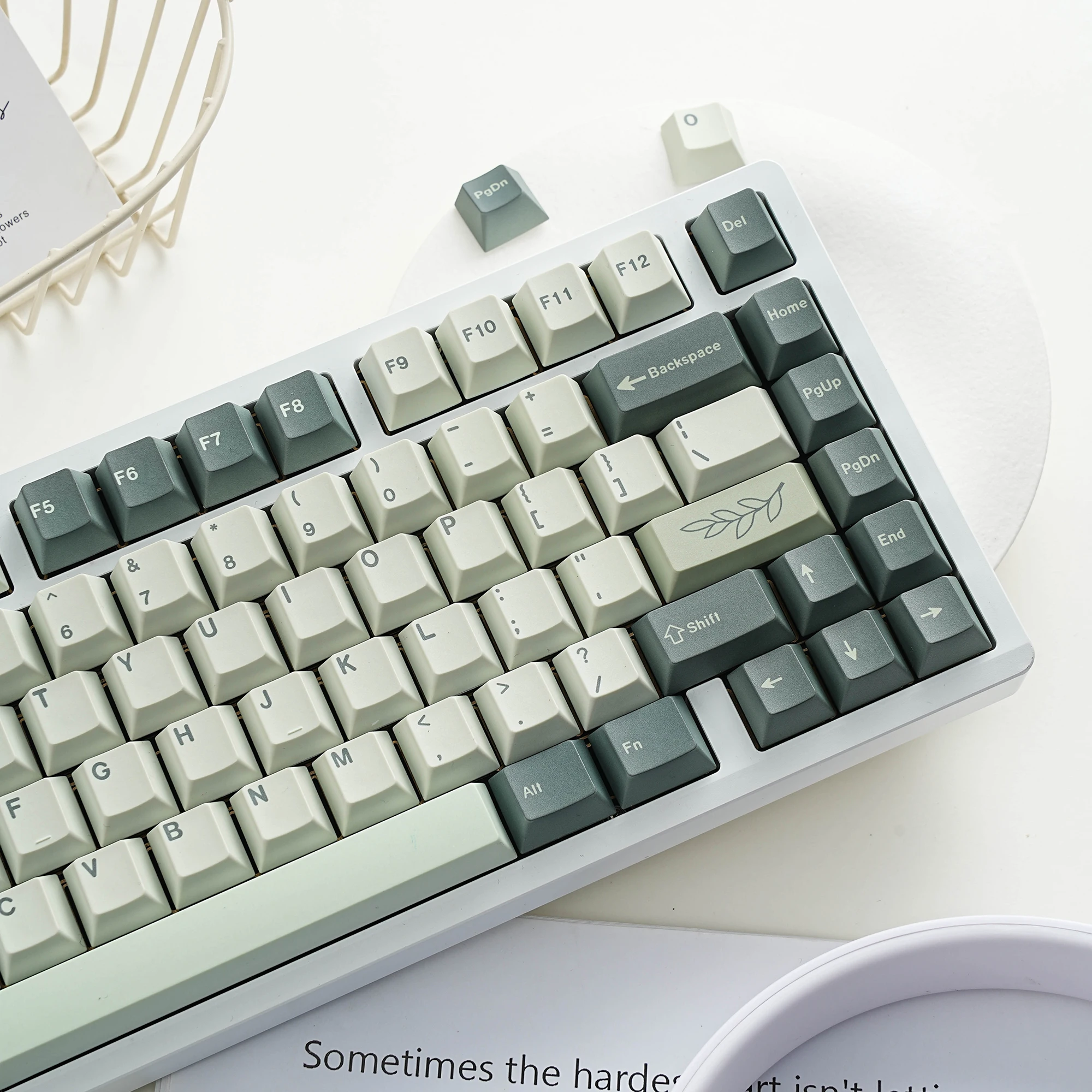 Teclas Cherry PBT Botanical ISO Alemão Espanhol Francês Coreano Russo com Sublimação de Tinta, 143 Teclas para Teclado Mecânico Gamer