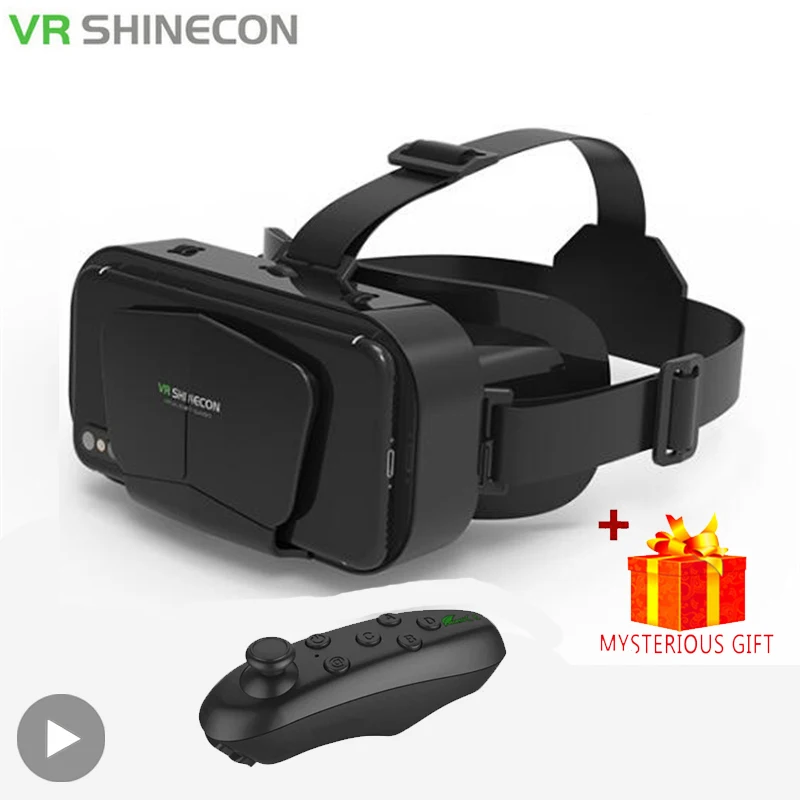 Shinecon realidade virtual viar 3d vr óculos dispositivo capacete lentes fone de ouvido óculos inteligente para smartphone celular realidade móvel
