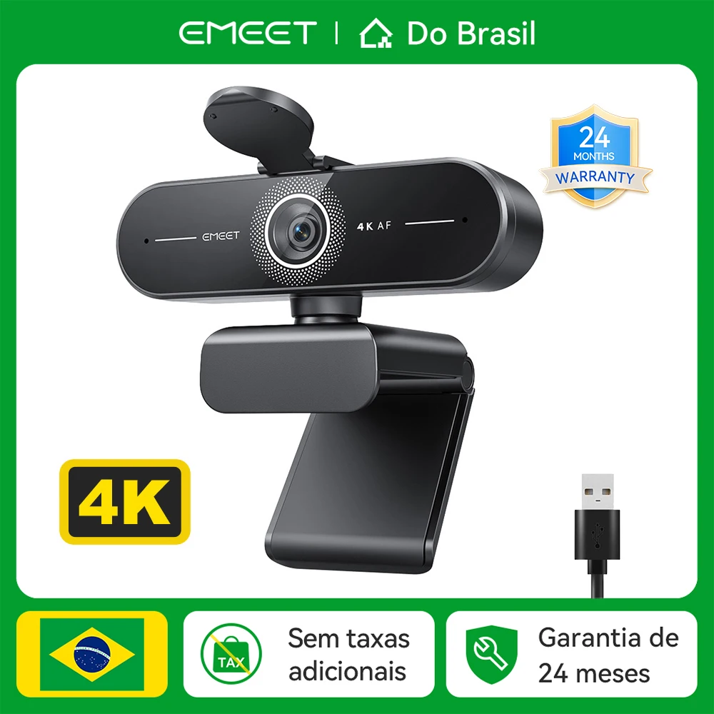 4K Webcam 1080P 60fps Câmera de vídeo EMEET C60E 4K Autofoco Câmera USB para computador/PC Living/Lamada de vídeo/Conferência We