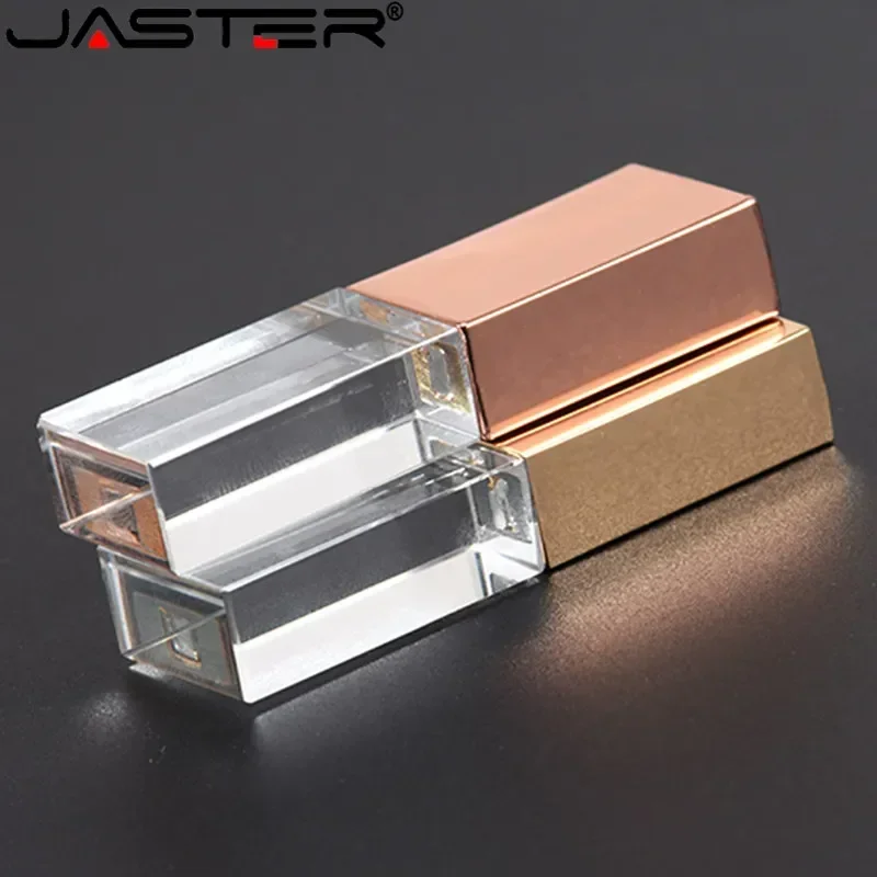 Jasters cristal usb varas impressão 3d logotipo personalizado gratuito 8gb 16gb 32gb 64gb usb flash pen drive vidro transparente pen drive presentes
