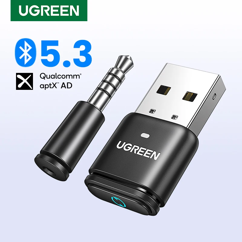 UGREEN-Adaptador de áudio para PS5 e PS4, USB, Bluetooth 5.3, aptX, HD AD, Nintendo Switch Transmissor, fone de ouvido, alto-falante, microfone, RU