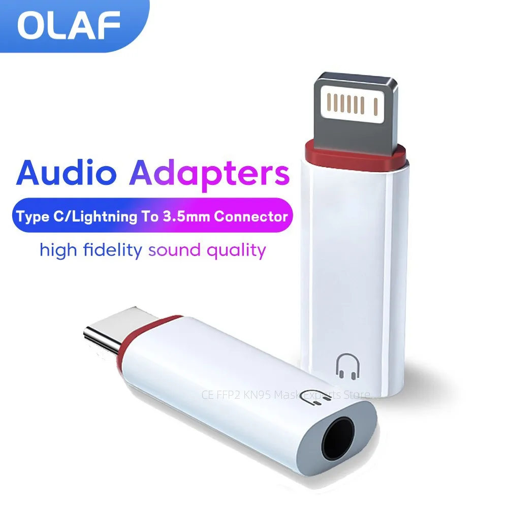 Adaptador Olaf Lightning para Jack AUX de 3,5 MM para iPhone 14 13 12, Conector de Fone de Ouvido USB C, Divisor de Áudio, Acessórios para Telefone
