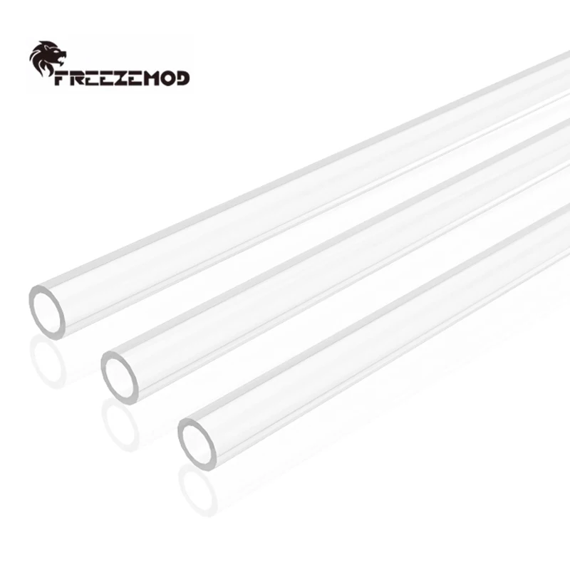 Freezemod computador petg tubo rígido diâmetro externo 12/14/16mm tubulação de resfriamento de água transparente, grau a 500mm 2 unidades/pacote
