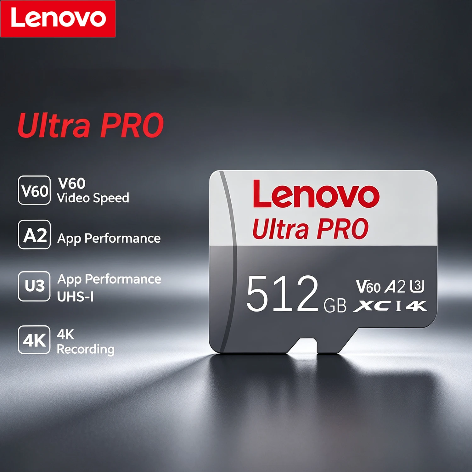Cartão de memória flash de alta velocidade Lenovo Original Micro TF SD, classe 10, 128 GB, 256 GB, 512 GB, V60, U3, para câmeras, telemóveis e drones.