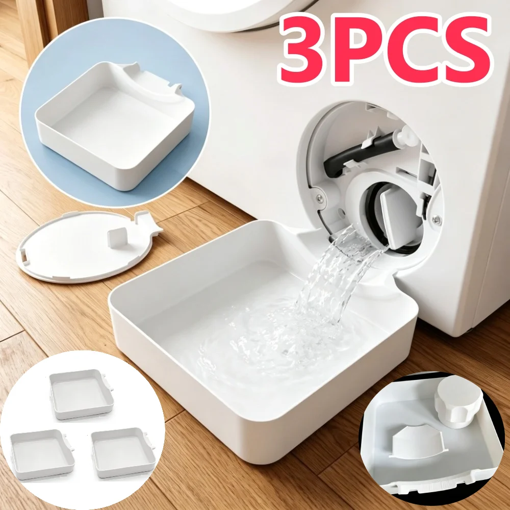 3/1PCS Bandeja de Drenagem para Máquina de Lavar Roupa, Funil Coletor de Resíduos, Bandeja de Gotejamento para Limpeza de Filtros de Fiapos, Bandeja Coletora de Água que Impede Derramamentos no Chão