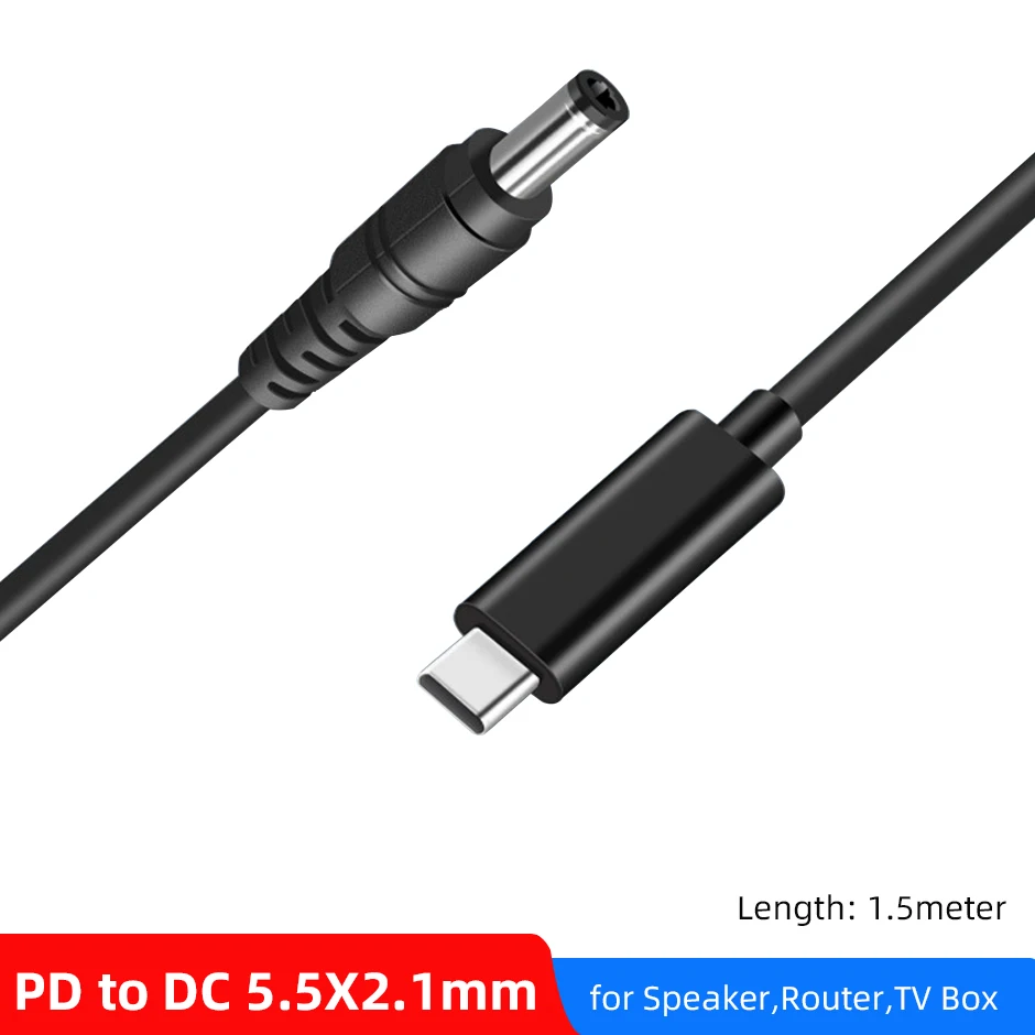 USB Tipo C PD para DC Cabo de Alimentação, Adaptador para Faixa LED, TV, Caixa, Câmera, Roteador sem fio, 5.5x2.1mm, 9V, 12V, 15V, 65W USB Tipo C PD para DC Cabo de Alimentação, Adaptador para Faixa LED, TV, Caixa, Câmera, Roteador sem fio, 5.5x2.1mm, 9V, 12V, 15V, 65W