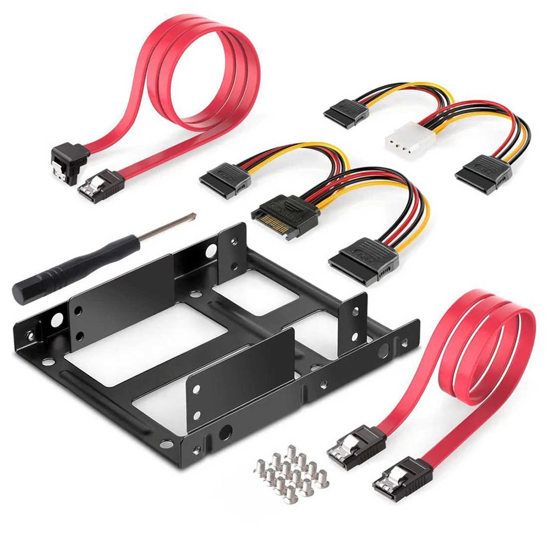 XT-XINTE 2.5 Polegada a 3.5 Polegada 2 baias externo hdd ssd suporte kit de montagem de metal adaptador suporte com cabos de alimentação de dados sata conjunto XT-XINTE 2.5 Polegada a 3.5 Polegada 2 baias externo hdd ssd suporte kit de montagem de metal adaptador suporte com cabos de alimentação de dados sata conjunto