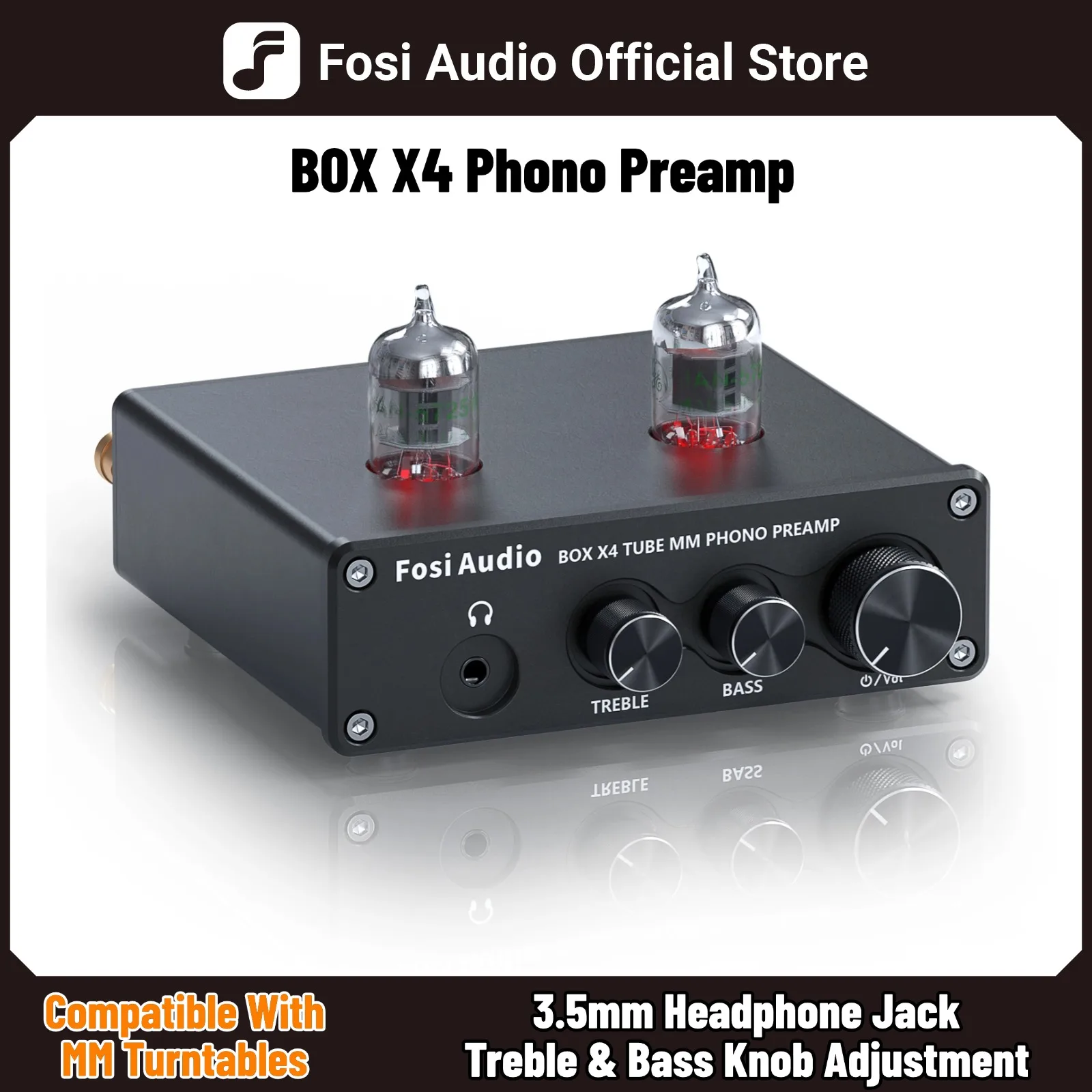 Pré-amplificador Fosi Audio para Toca-discos com Amplificador de Válvula HiFi BOX X4