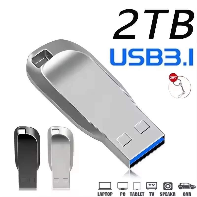 Pen Drive USB 3.2 de 2TB, Mini Pendrive de Metal de Alta Velocidade, 1TB, Portátil, à Prova d'Água, Armazenamento de Memória, Disco U 2026 Novo