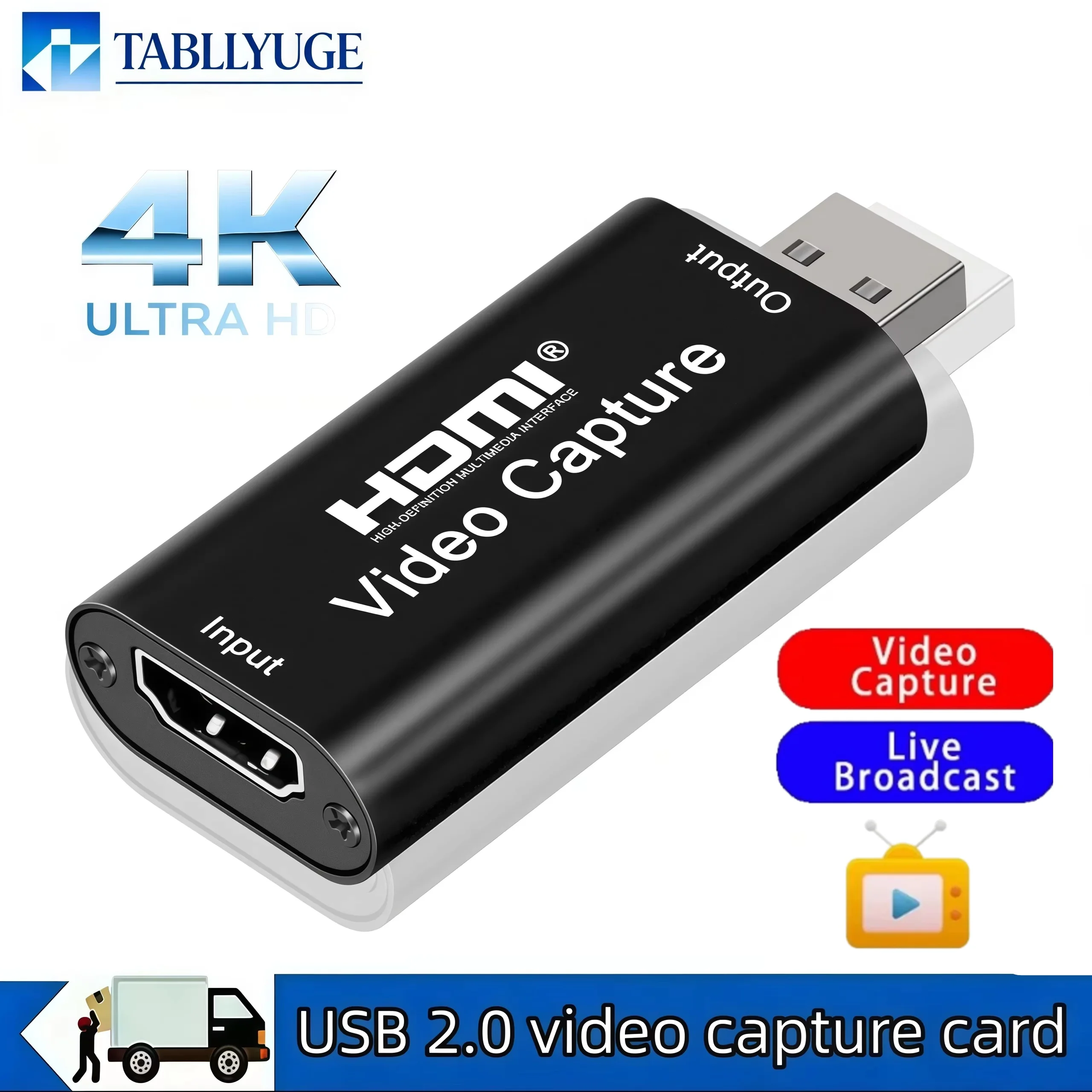 Placa de Captura de Vídeo USB 2.0 4K Compatível com HDMI, Caixa de Streaming ao Vivo para Gravação de Jogos PS4, XBOX, Telefone, DVD e Câmera HD Placa de Captura de Vídeo USB 2.0 4K Compatível com HDMI, Caixa de Streaming ao Vivo para Gravação de Jogos PS4, XBOX, Telefone, DVD e Câmera HD