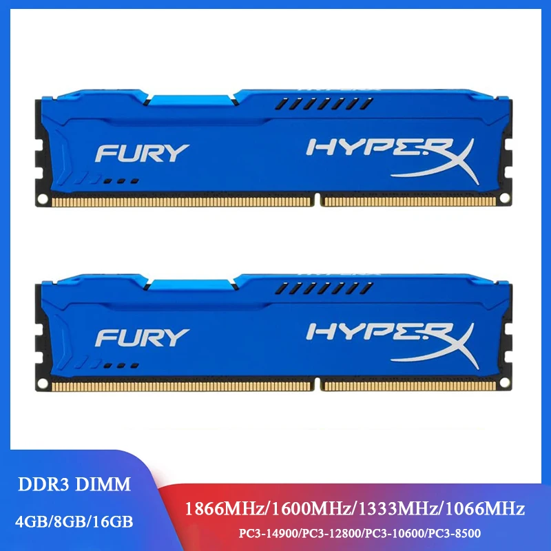 Memória ram ddr3 8gb 2x4gb 16gb (2x8gb) kit 1866mhz 1600mhz 1333mhz desktop ram 240 pinos 1.5v dimm fúria módulo de memória pc