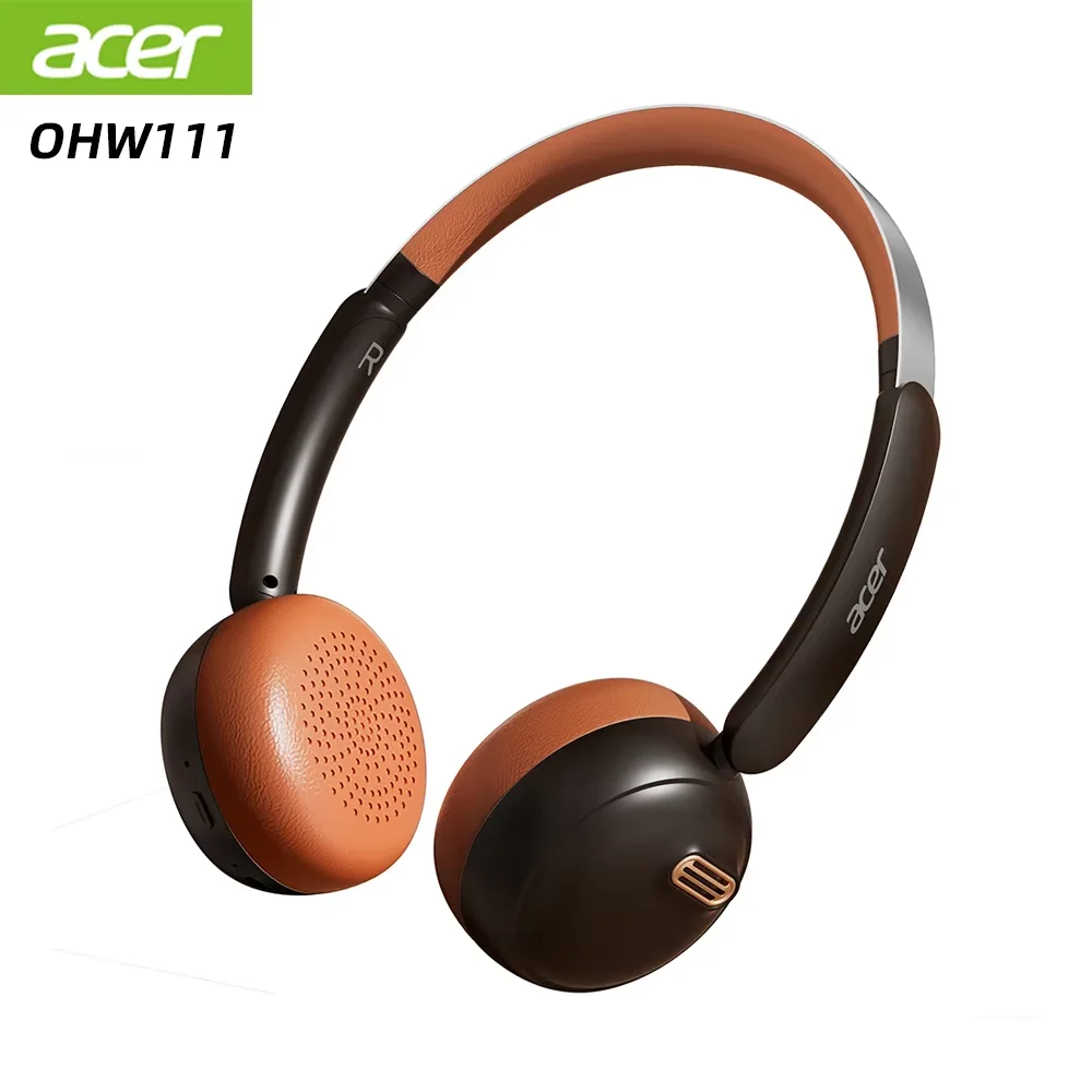 Acer ohw111 fones de ouvido bluetooth ins estilo retro sobre a orelha sem fio bluetooth 5.4 alta fidelidade estéreo gamer 70h playtime