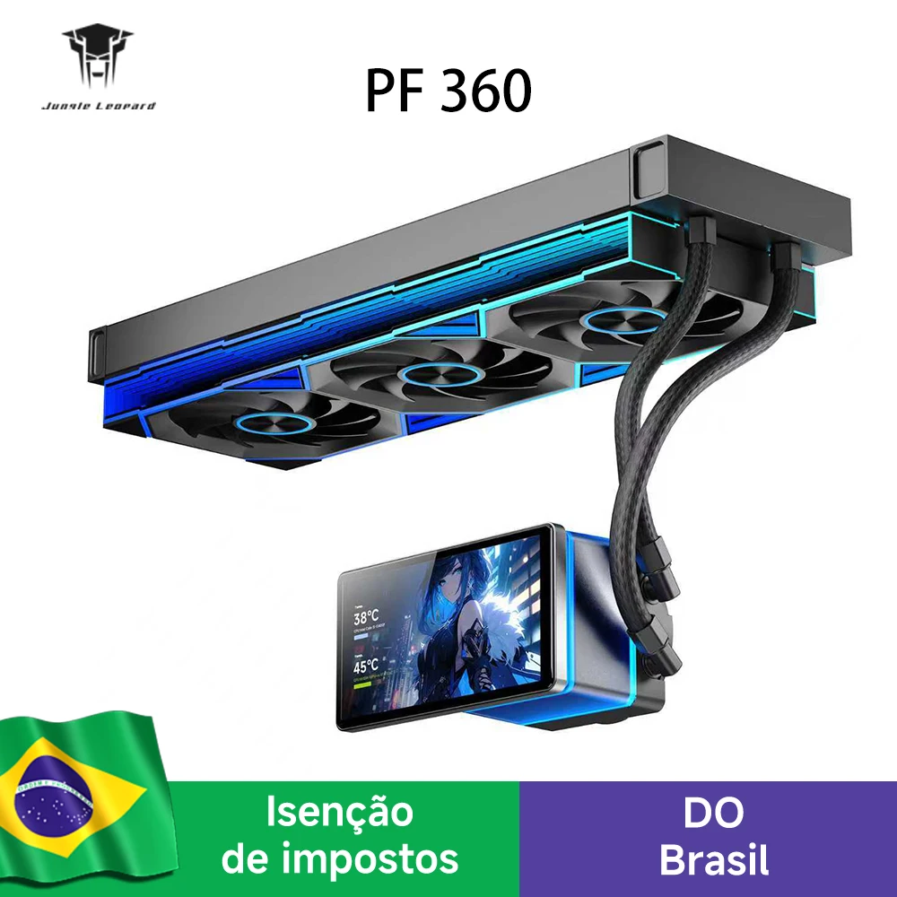 Cooler Líquido AIO para CPU Proflow 360 | Tela Magnética LCD de 5,5 Polegadas | Ventilador ARGB Infinity Mirror 360mm 2000RPM PWM | Menor Ruído Jungle Leopard