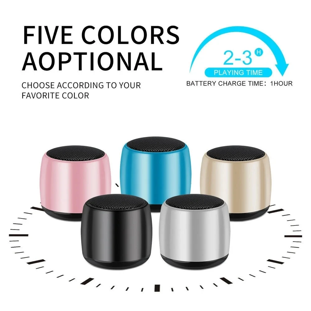 Caixa de Som Bluetooth M1 Mini TWS, Pequeno Canhão de Metal, Subwoofer Sem Fio Portátil, Estéreo HiFi com Graves, Conexão Simultânea, Mini para Uso Externo