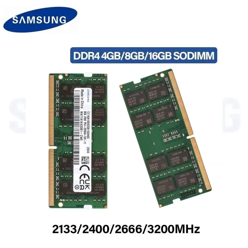 Memória RAM para Laptop Samsung DDR4 4GB 8GB 16GB 3200MHz 2666MHz 2400MHz 2133MHz SODIMM PC4 3200AA 2666V 2400T 2133P SODIMM