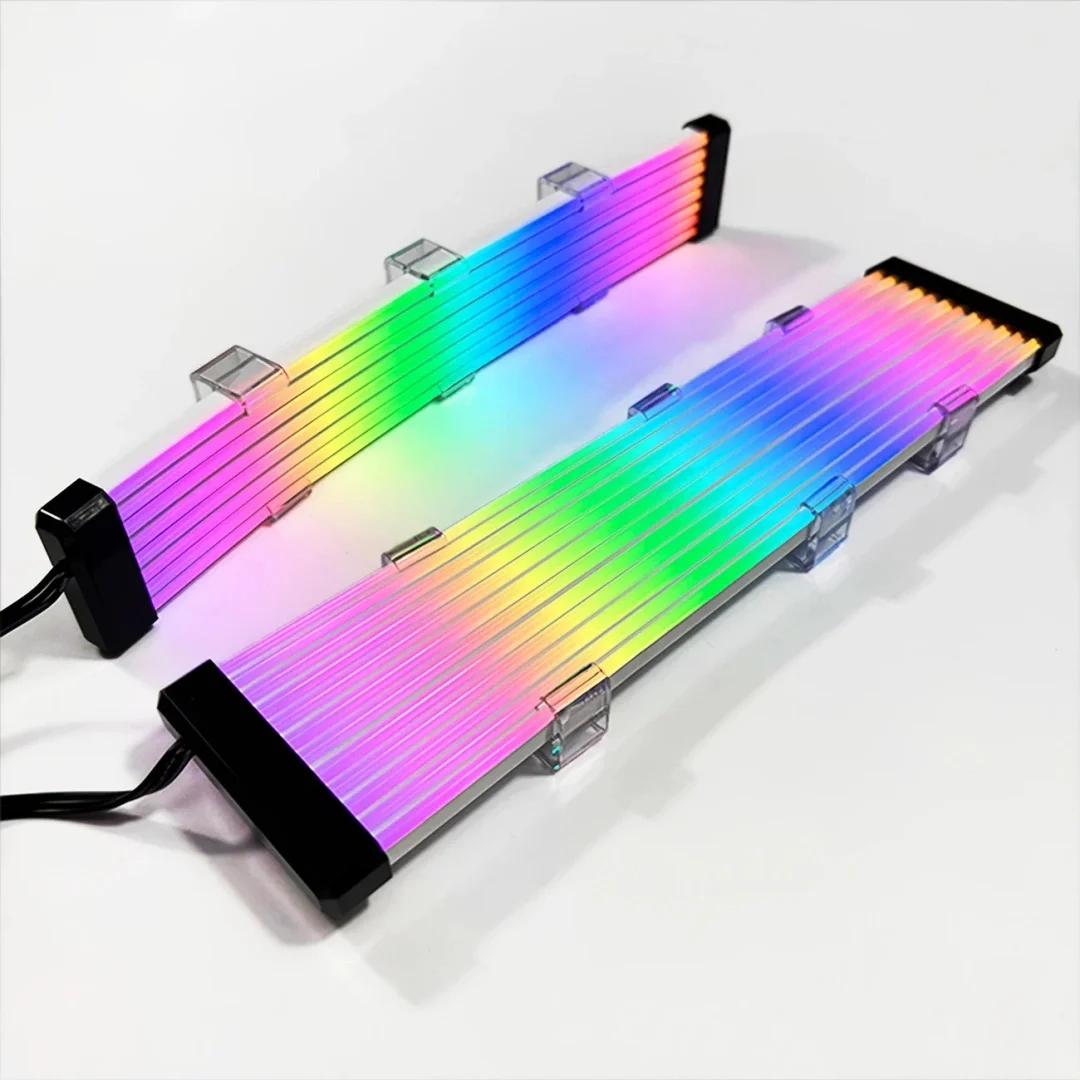 Cabo de extensão para fonte de alimentação 8PIN+24PIN, tira decorativa para placa-mãe de computador e placa de vídeo, com sincronização de luzes ARGB.