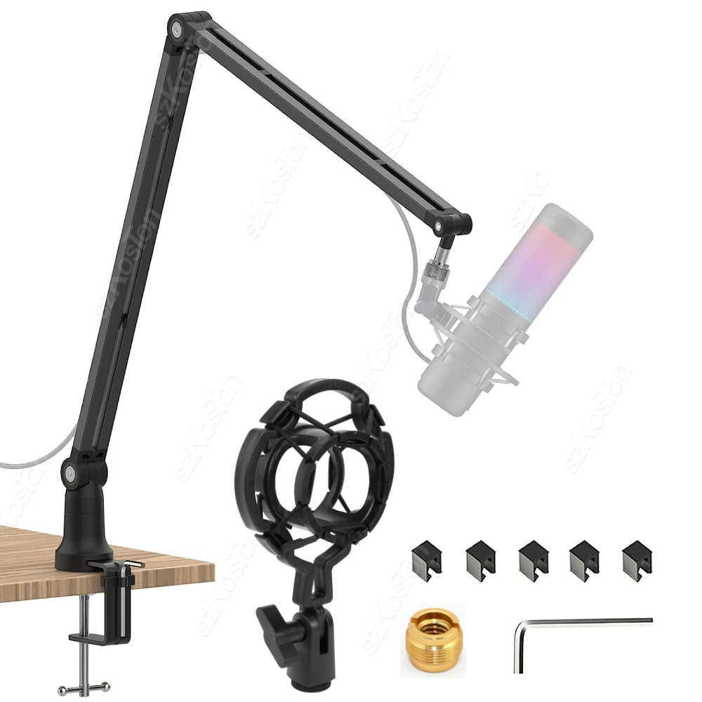 Suporte de microfone de metal ajustável para streaming de jogos usb condensador microfone suspensão tesoura braço para a8 a6v k688 k669 k658 Suporte de microfone de metal ajustável para streaming de jogos usb condensador microfone suspensão tesoura braço para a8 a6v k688 k669 k658