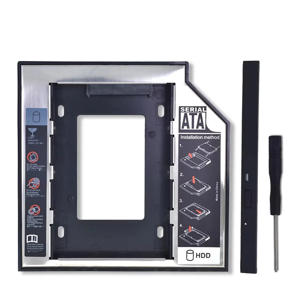 Suporte de Disco Rígido em Alumínio para Laptops de 12.7/9.5 Polegadas, Suporte para SSD Mecânico SATA3, Caddy para HDD