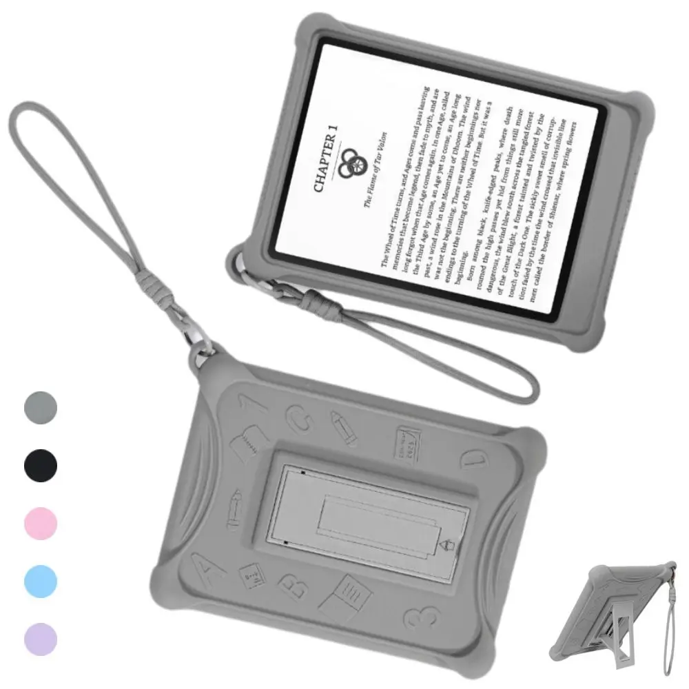 Capa de silicone para e-reader com suporte, alça de mão e proteção para Kindle Paperwhite 2024 (12ª geração) 7 polegadas Colorsoft