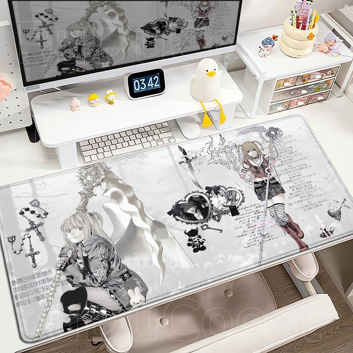 Novo misa amane luz yagami tapete de mesa death note anime mousepad computador gamers bloqueio borda mouse pad jogos e-sports teclado almofadas
