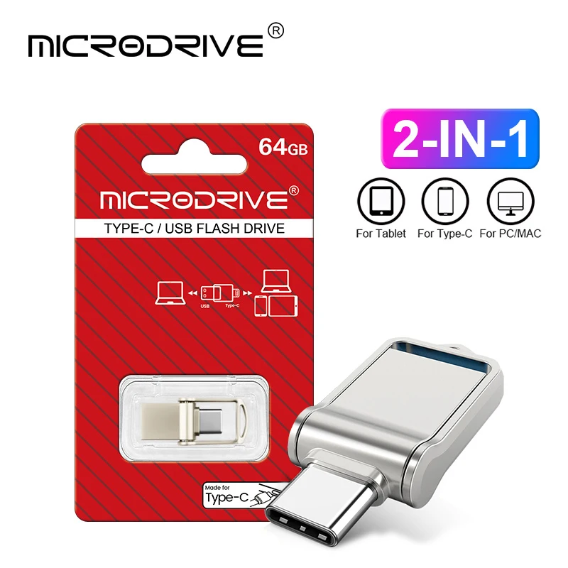Pen Drive OTG Tipo C Mini de Metal, Memória USB de 32GB, Cartão Flash USB de 128GB, Pendrive Tipo-C para Smartphone Huawei