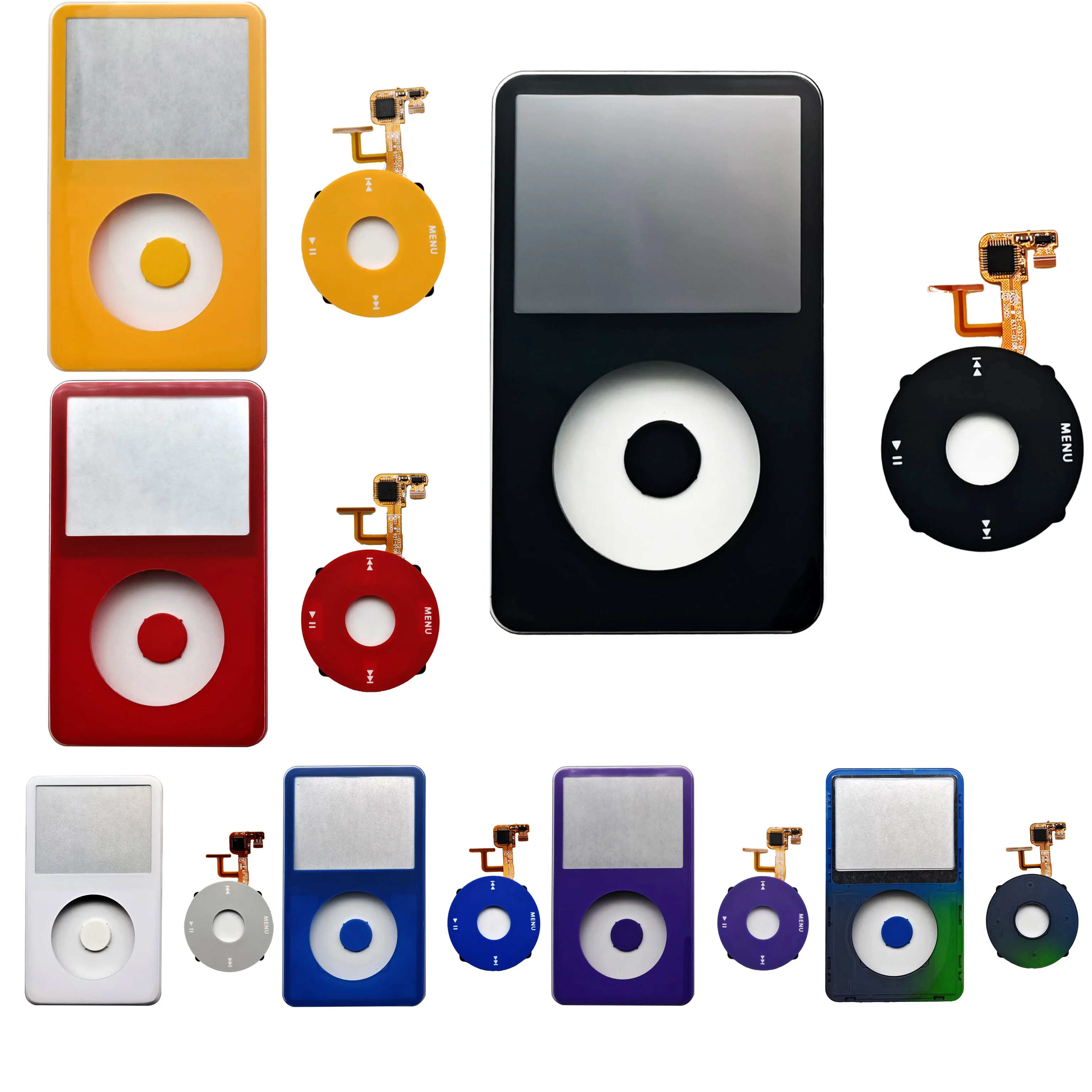 Placa frontal frontal para iPod 5a geração, capa de caixa multicolorida com roda de clique e botão central para iPod Video 30 GB 60 GB 80 GB de substituição
