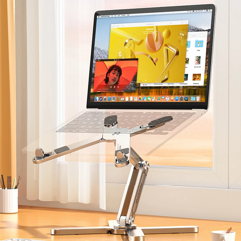 Suporte dobrável para laptop 360 ° Mesa de notebook de rotação suporte de liga de alumínio portátil livro tablet suporte com dissipação de calor Suporte dobrável para laptop 360 ° Mesa de notebook de rotação suporte de liga de alumínio portátil livro tablet suporte com dissipação de calor