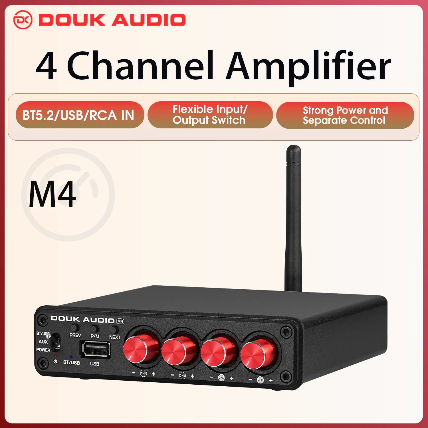 Douk áudio m4 mini 2/4 canais bluetooth 5.0 amplificador digital receptor de áudio estéreo desktop amplificador de áudio usb leitor de música 50w * 4 Douk áudio m4 mini 2/4 canais bluetooth 5.0 amplificador digital receptor de áudio estéreo desktop amplificador de áudio usb leitor de música 50w * 4